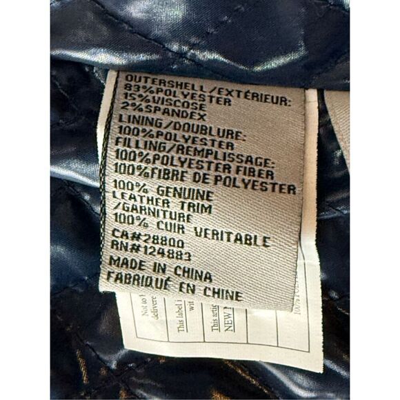 RUD By Rudsak Double Breasted Blue Pea Coat With Leather Trim Pockets - Picture 10 of 10